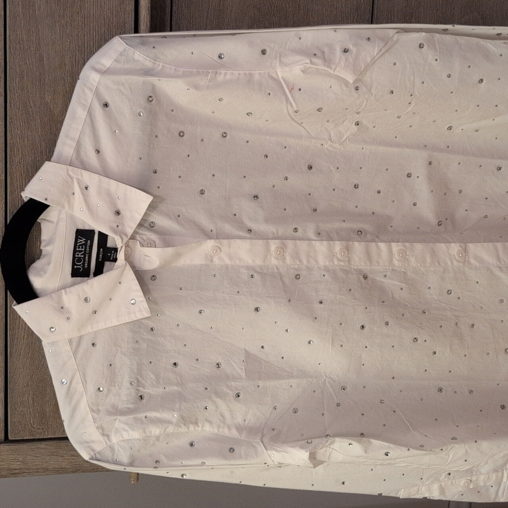 J. Crew White Garcon Shirt with Embellishments